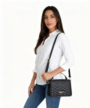 COD. BC0026 Mini Bolso Black con Detalle de Lazo Dorado