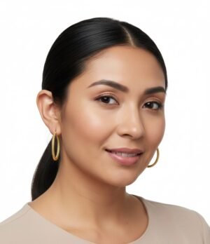 COD. JA0004 Aretes Aro Texturizado Gold Elegance – Acero Inoxidable