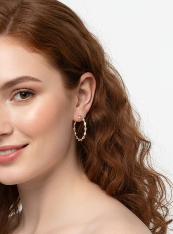 JA0016_modelo COD. JA0016 Aretes Aro Ondulado Plata 925 – Brillo Natural