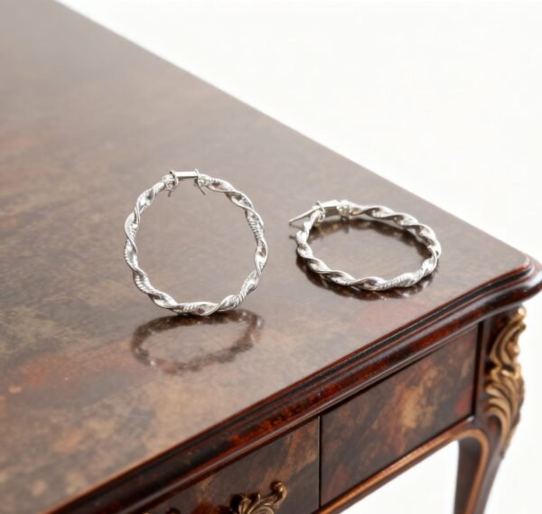 JA0016_solo3 COD. JA0016 Aretes Aro Ondulado Plata 925 – Brillo Natural